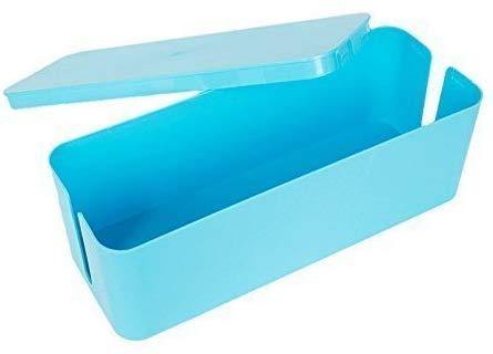 Plastic Cable Storage Socket Wire Box Management for Home Office 12.6x 6.3x 5.1 inches, Blue