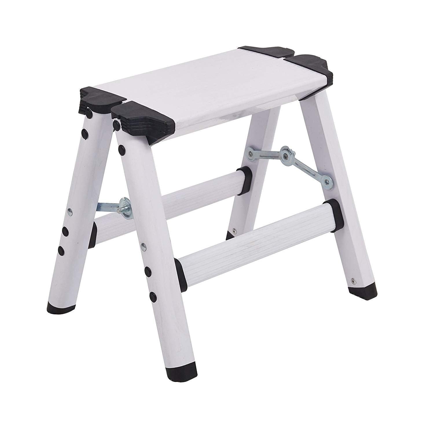 Aluminum 2-Step Stool Folding Double Sided Step Ladder Anti-Slip Sturdy, Capacity 220 lbs