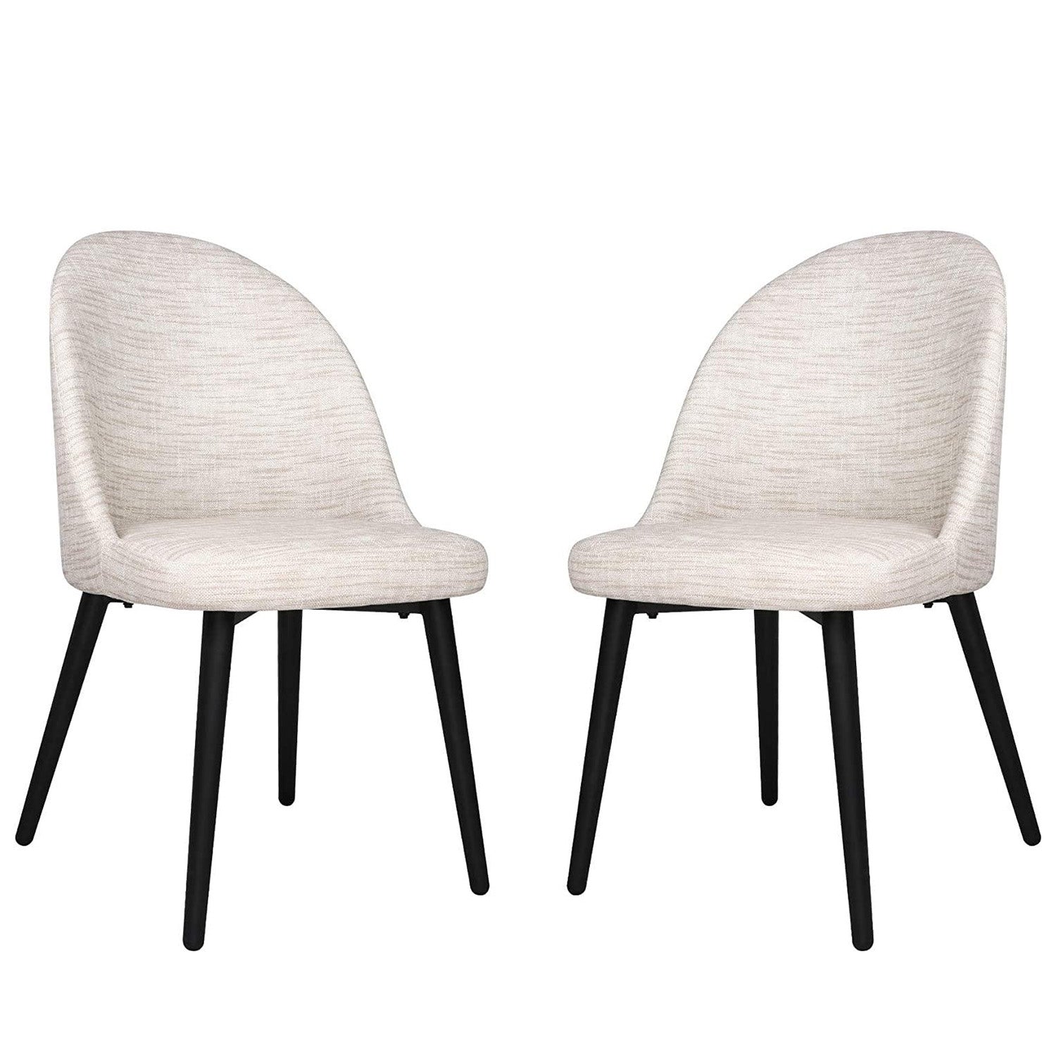 Classic Dining Chair Set of 2, Modern Family Leisure Chair with Steel Legs, PU Leather Mid Back Side Chair, White