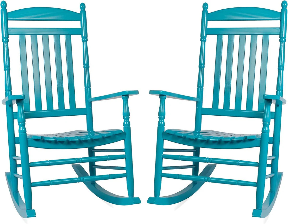 Set of 2 Outdoor Rocking Chairs, Outdoor Indoor Oversized Patio Rocker Chair High Back Rocker, Blue