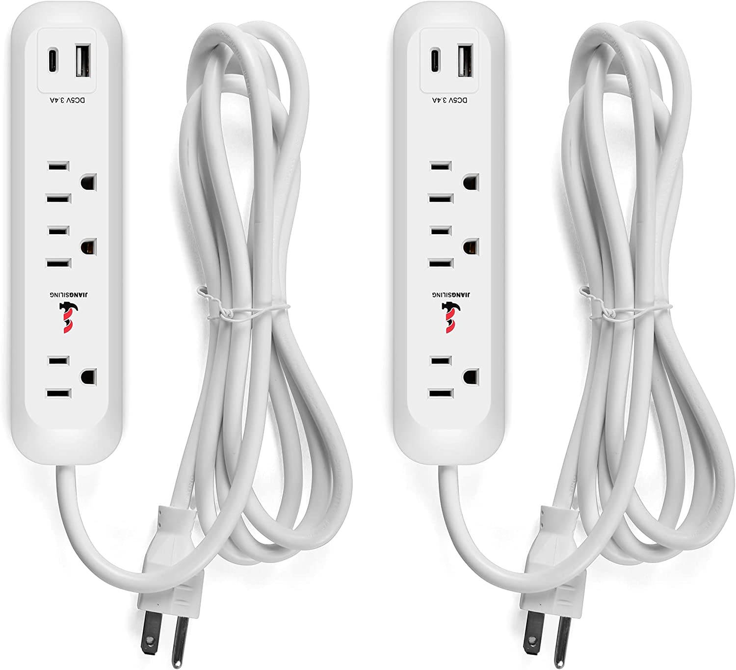 Surge Protector Power Strip with 3 Outlet and USB Port(5V/2.4A) & Type-C Port(5V/3A), 6 Ft Extension Cord