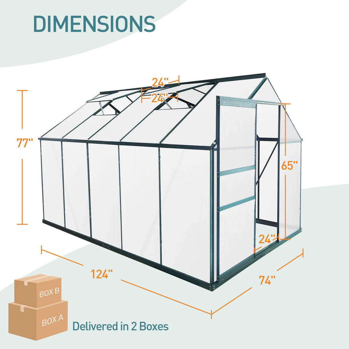 6'x 10' Walk-in Polycarbonate Greenhouse, Aluminum Heavy Duty Greenhouse Kit for Backyard Use in Winter