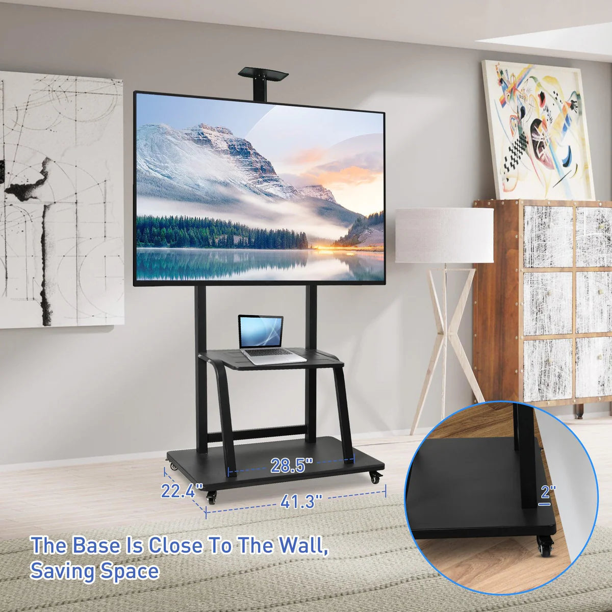 Mobile TV Stand with Wheels for 42-100 Inch Flat Screen TVs - Portable Tall TV Cart, Holds Up to 330lbs, Max VESA 900x600mm