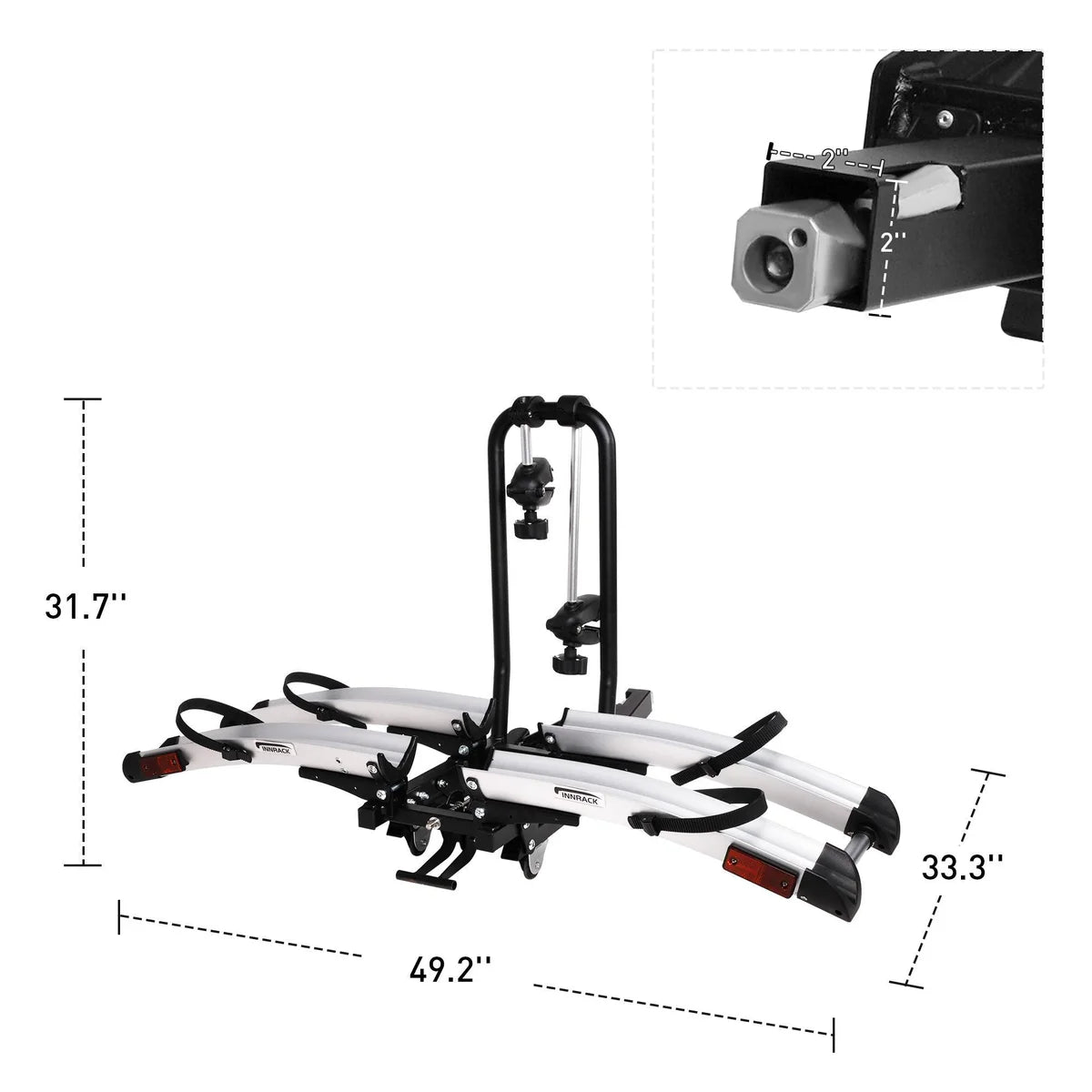 Foldable Hitch Bike Rack for 2 Bikes - 132 lbs Capacity, 360° Adjustable Arms, Smart Tilting, Fits 3.9'' Width Tires, SUV & Truck, 2" Receiver