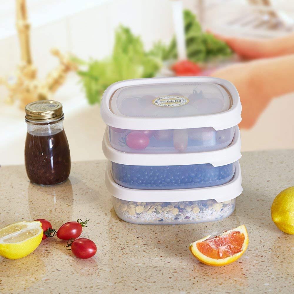 6 Piece Plastic Food Storage Container Set with Easy Locking Lids, BPA Free and 100% Leak Proof