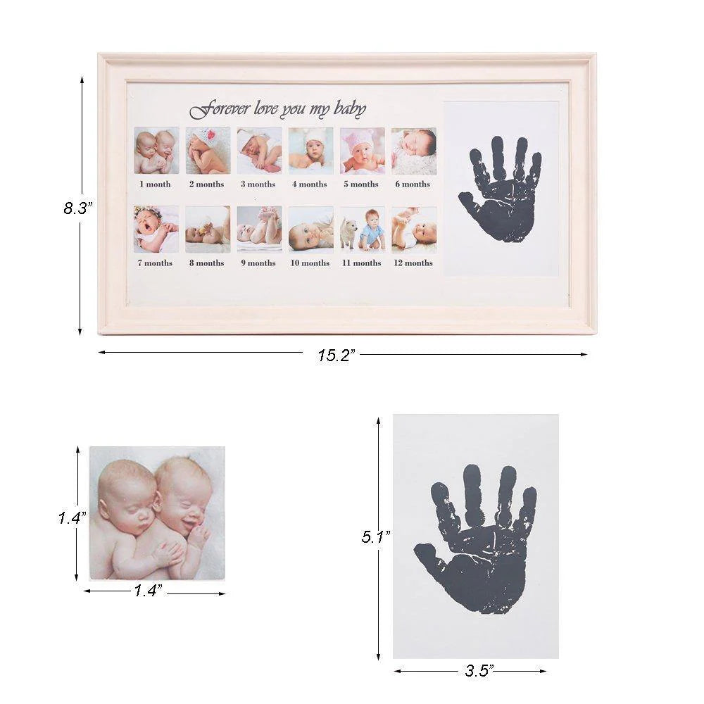 Baby Handprint Kit & Footprint Photo Frame for Newborn Girls and Boys, Pink