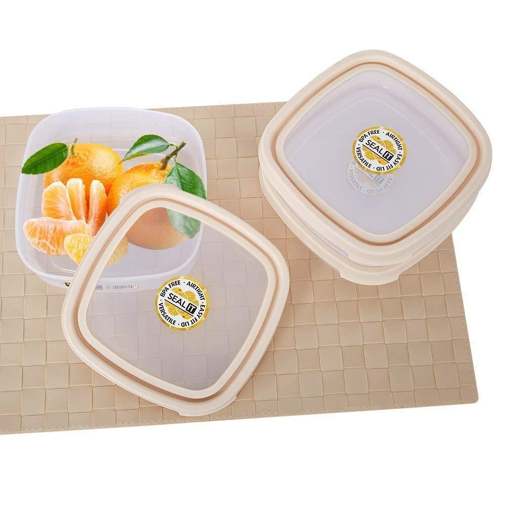 6 Piece Plastic Food Storage Container Set with Easy Locking Lids, BPA Free and 100% Leak Proof