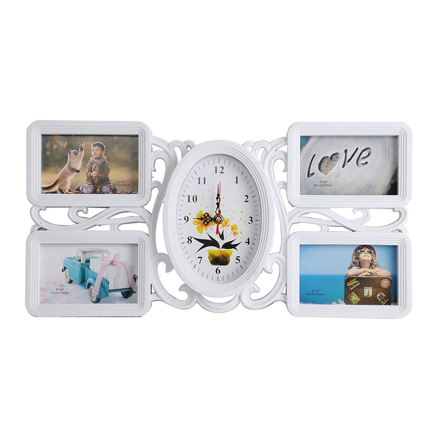 Collage Pictures Frames 4 Openings White Photo Holder with Glass Front for Family,20.5 X 11