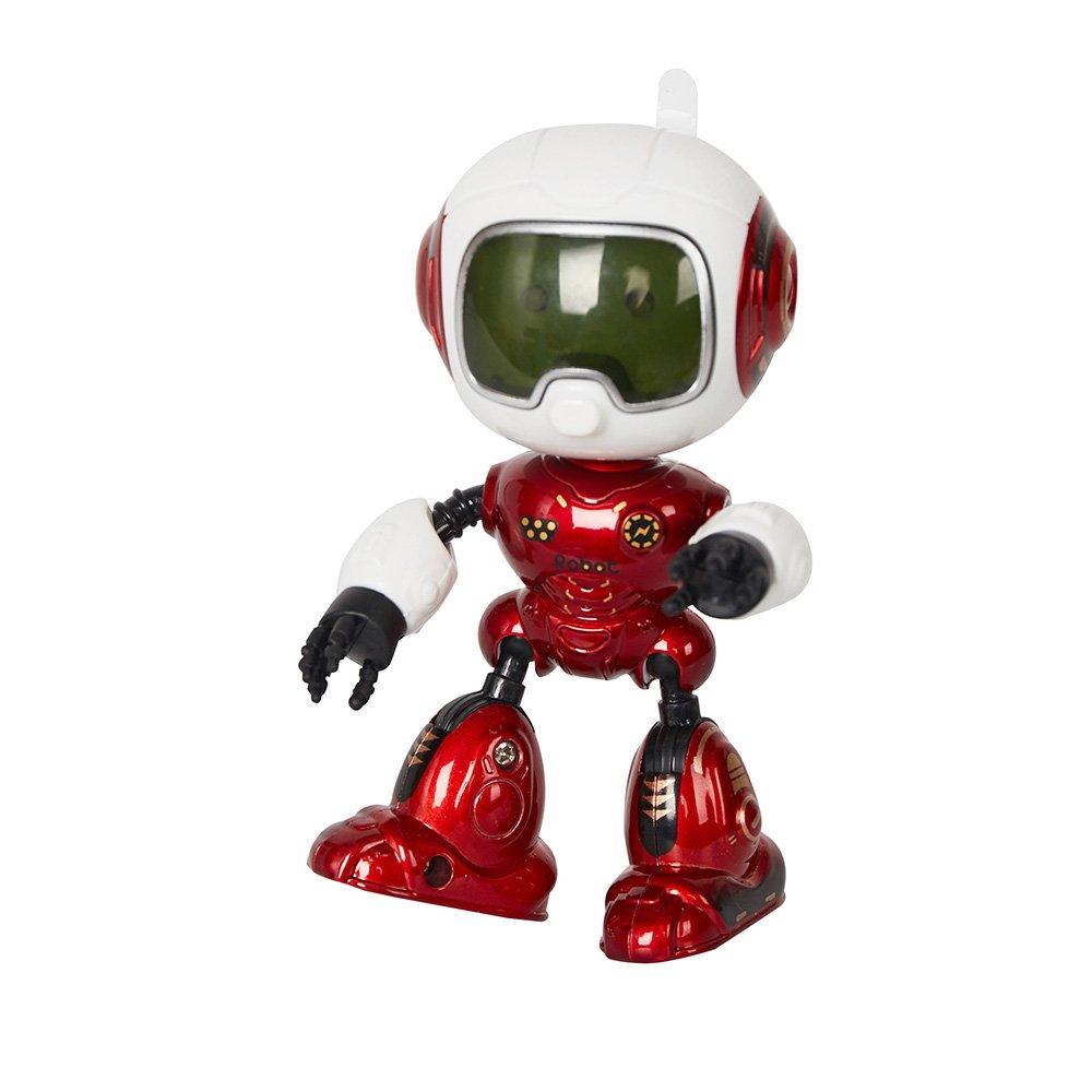 Mini Metal Robots for Kids, Touch-Sensitive, Voice, Music & Light, Red Color