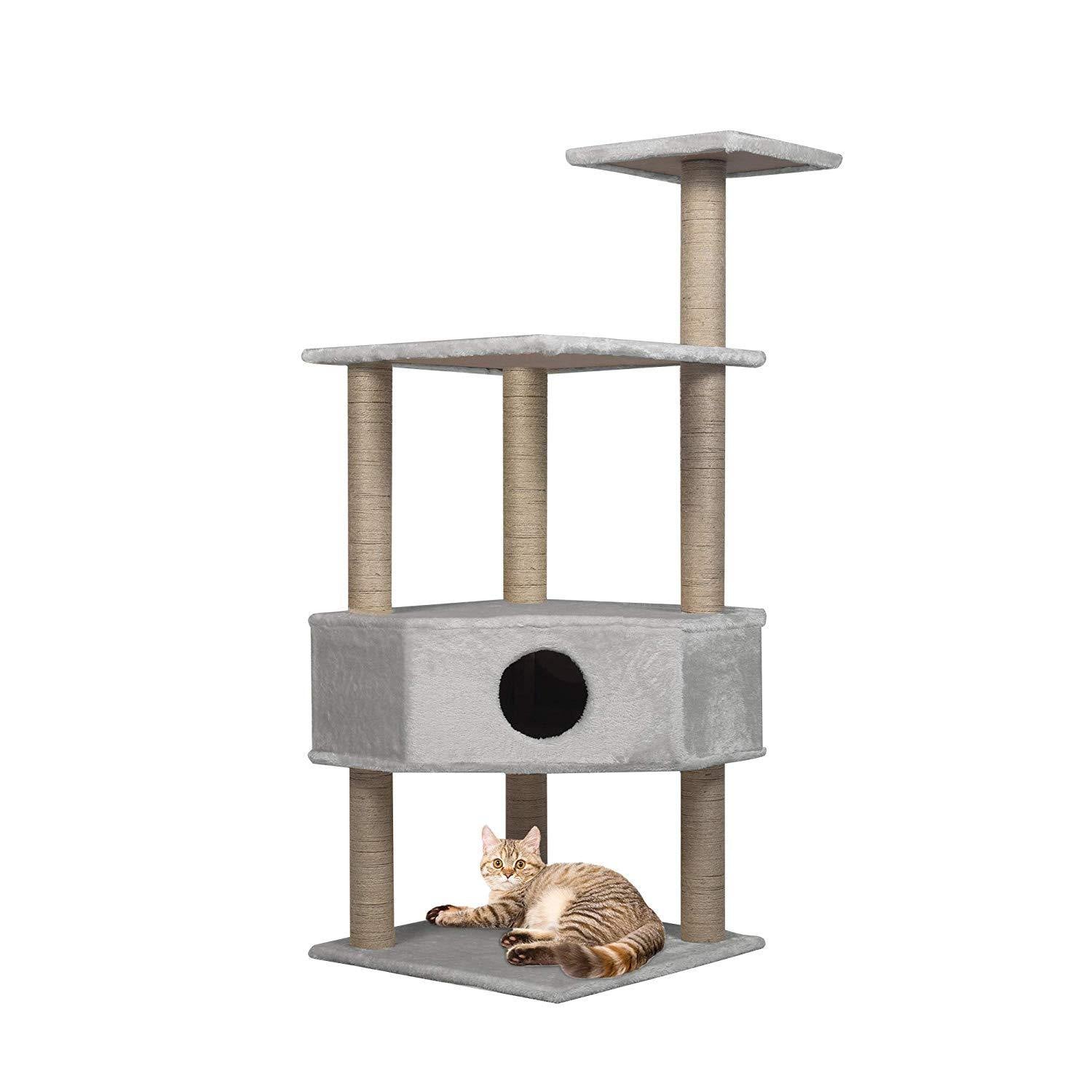 50.4" Modern Cat Tree Scratching Post - Grey