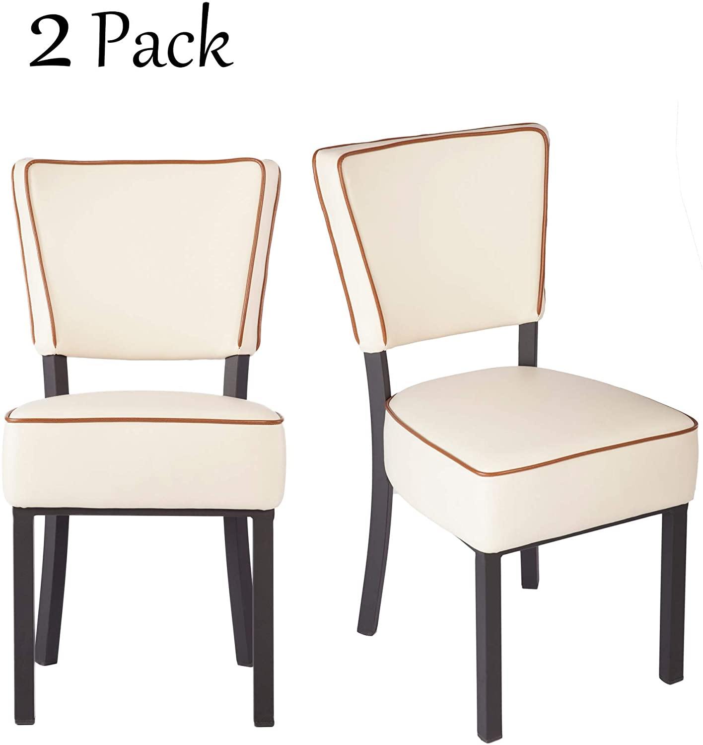 Leather Side Chair Set of 2 Kitchen Dining Room Chairs w/ Thick Upholstered Seat and Backrest