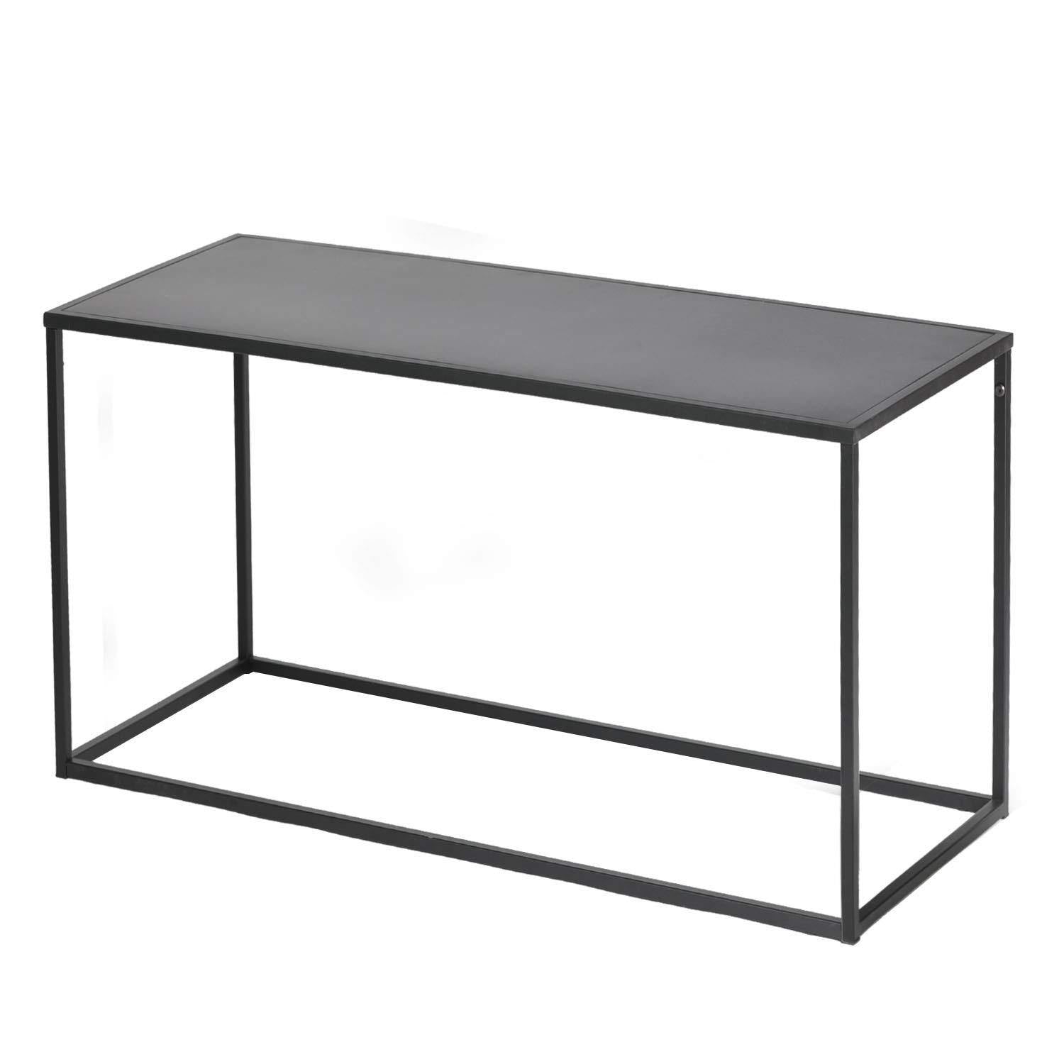 Simple Coffee Table with Anti-Scratch Design Premium Rust Resistant Industrial Cocktail Table for Living Room Black