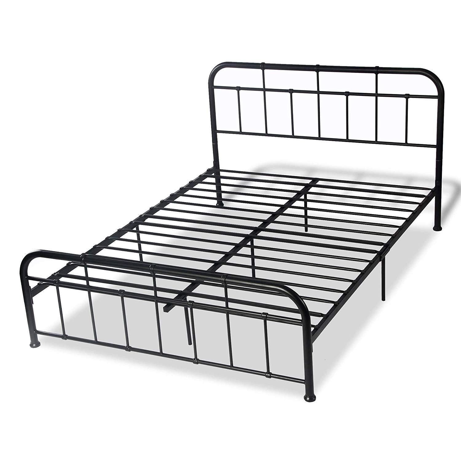 54" Contemporary Full Size Metal Platform Bed Frame, Black