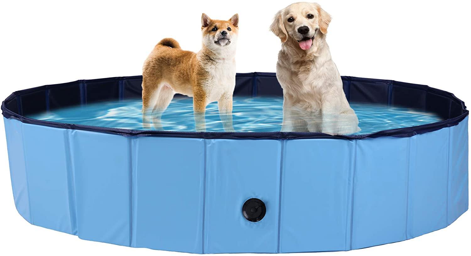 Foldable Pet Swimming Pool Easy to Fold Fill Empty & Clean Slip-Resistant PVC Bathing Tub Kiddie Pool