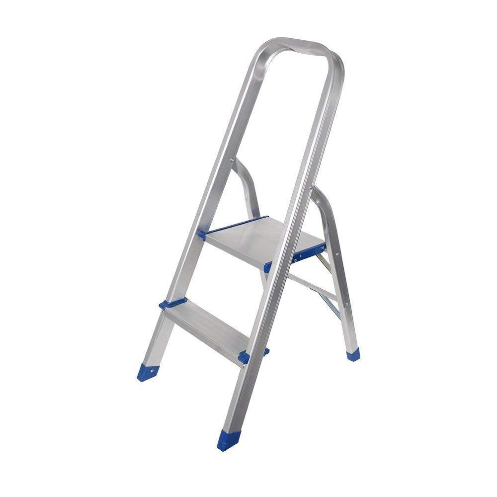 Foldable Household Aluminium 2 Step Ladder Silver For Kithcen, Garage Strong and durable