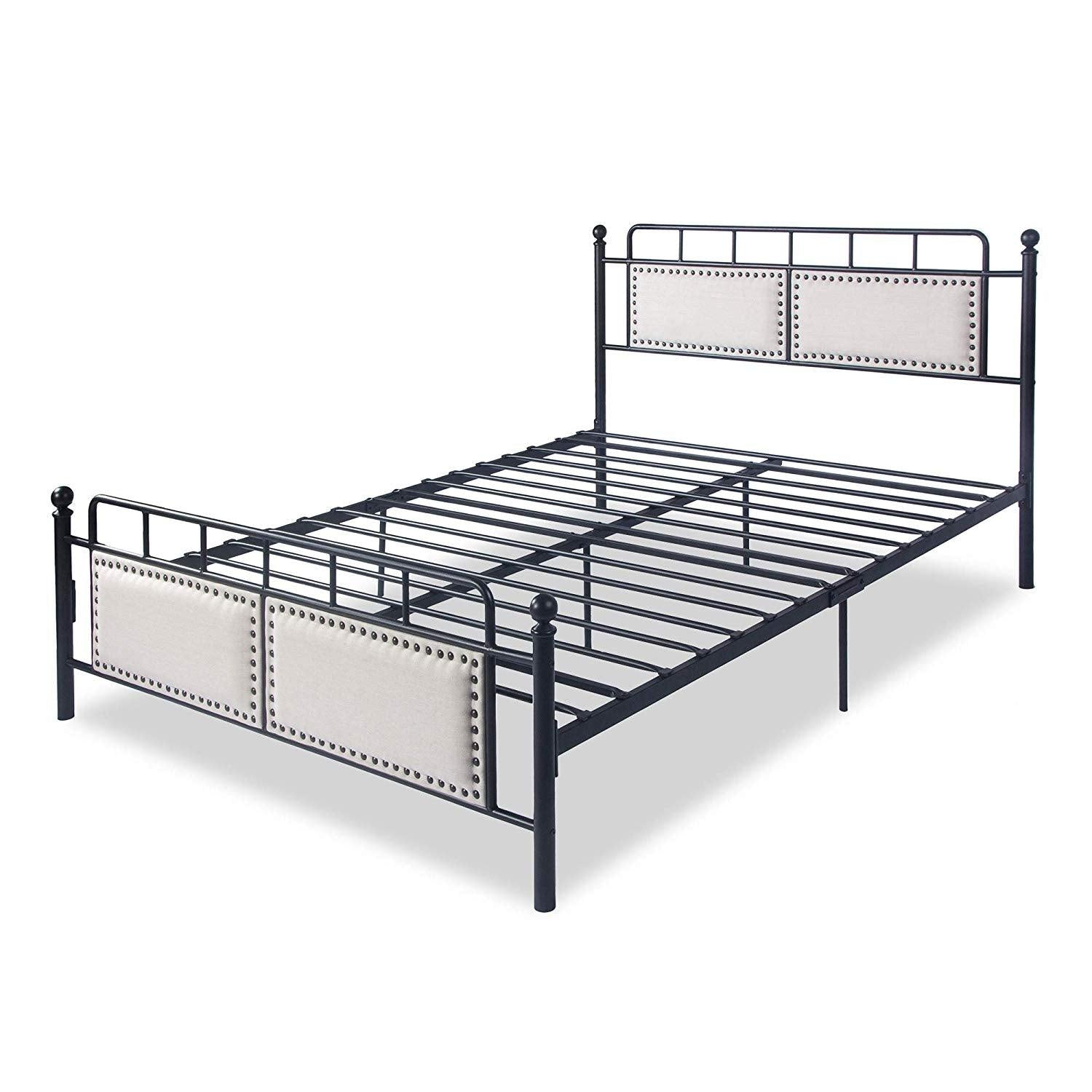 Modern Queen Size Platform Bed with Frame, Black, 12inch