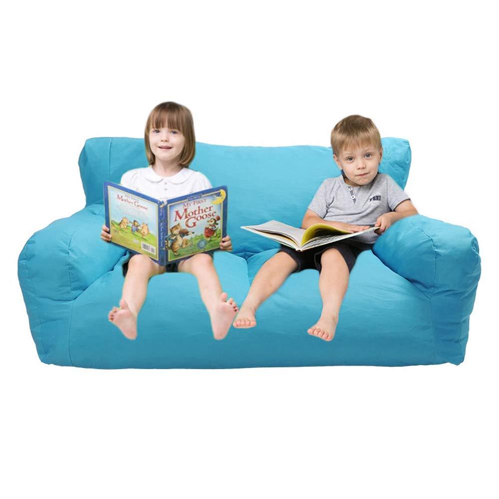 Blue Bean Bag Chair Kids Self-Inflated Sponge Stuffed Beanless Dorm Chair for Adults, Double Seats Sofa Lounger Couch Furniture for Indoor and Outdoor