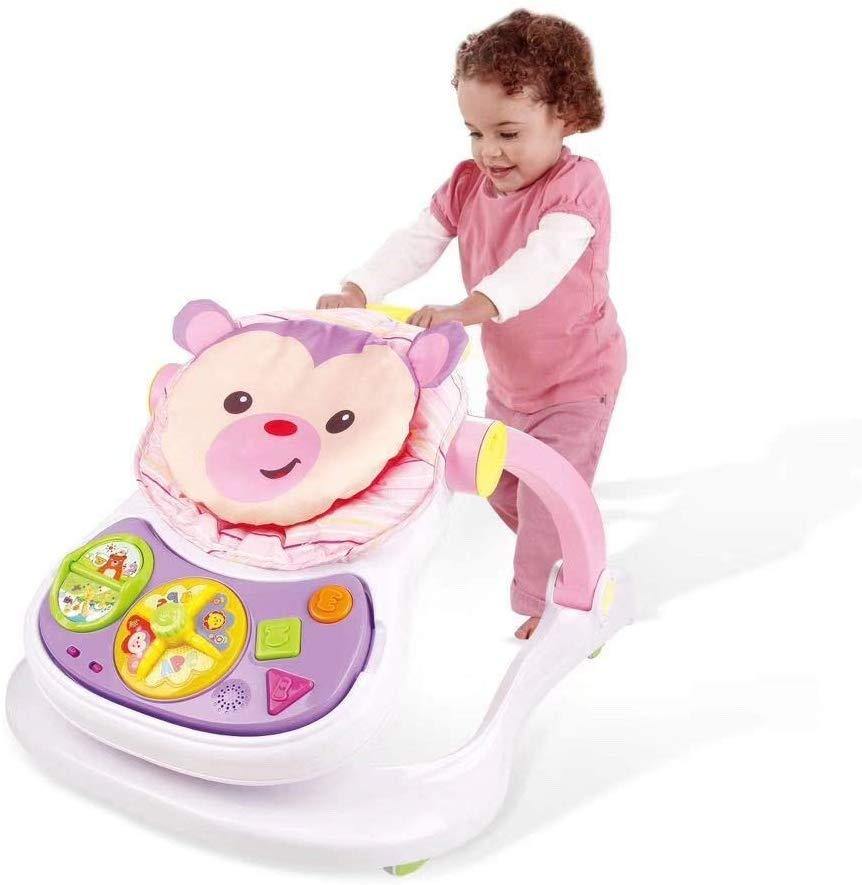 Baby Walker Stroller Sitting Posture Multi-Function Baby Stroller Game Car Dining Car Walker and Stroller, Pink