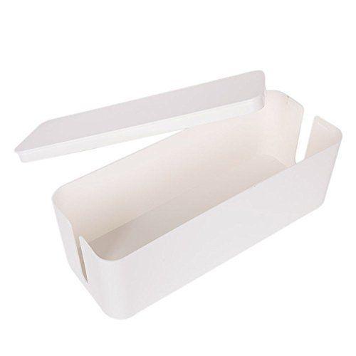 Plastic Cable Storage Socket Wire Box Management for Home Office Medium White