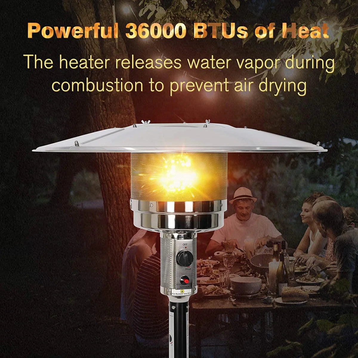 Outdoor Propane Heater Portable Patio Heater With Wheels 87 Inches Tall 36000 BTU for Commercial Courtyard (Black)