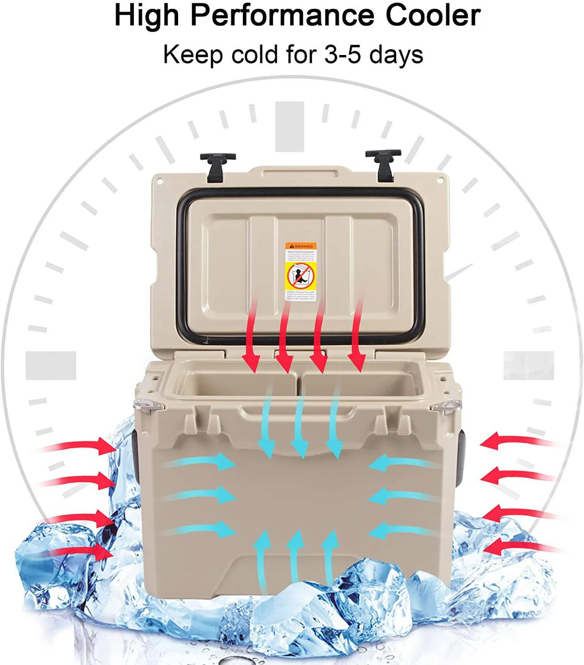 Portable Coolers, Keep Ice Up to 5 Days, Rotomolded Insulation Ice Chest for Camping, Fishing, Hunting, BBQs & Outdoor Activities, 25QT