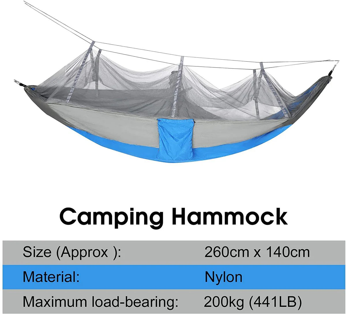 Camping Hammock with Net Mosquito Lightweight Nylon Fabric Travel Hammock for Men Women Kids