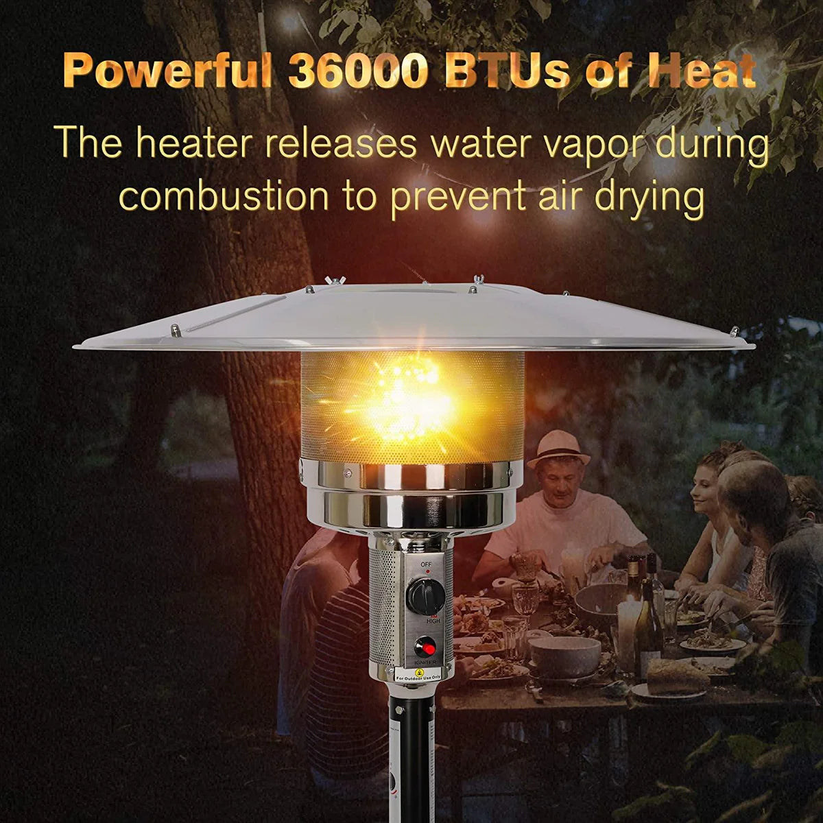 Outdoor Patio Heater Standing Gas LP Propane Heater with Wheels 87 Inches Tall 36000 BTU for Commercial Courtyard (Silver)