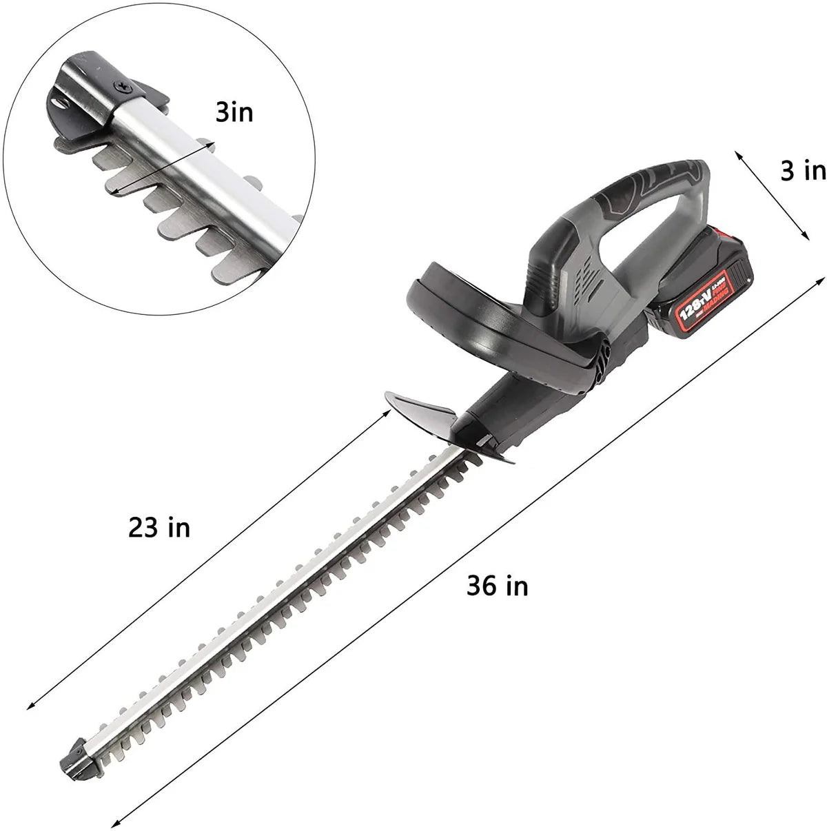 20V Cordless Hedge Trimmer w/Dual-Action Blade, Lawn Shrub Trimmer, 2.0Ah Li-Lon Battery & Fast Charger Included