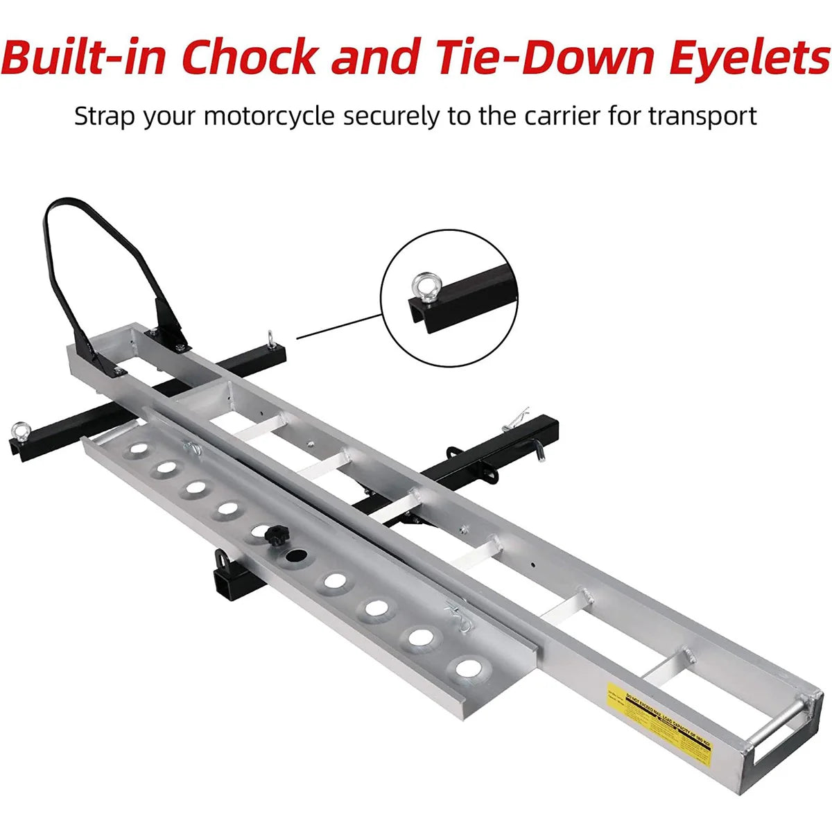 440 lb Capacity Aluminum Motorcycle Carrier with 3.8' Ramp, 2" Receiver Dirt Bike Scooter Hitch-Mounted Rack