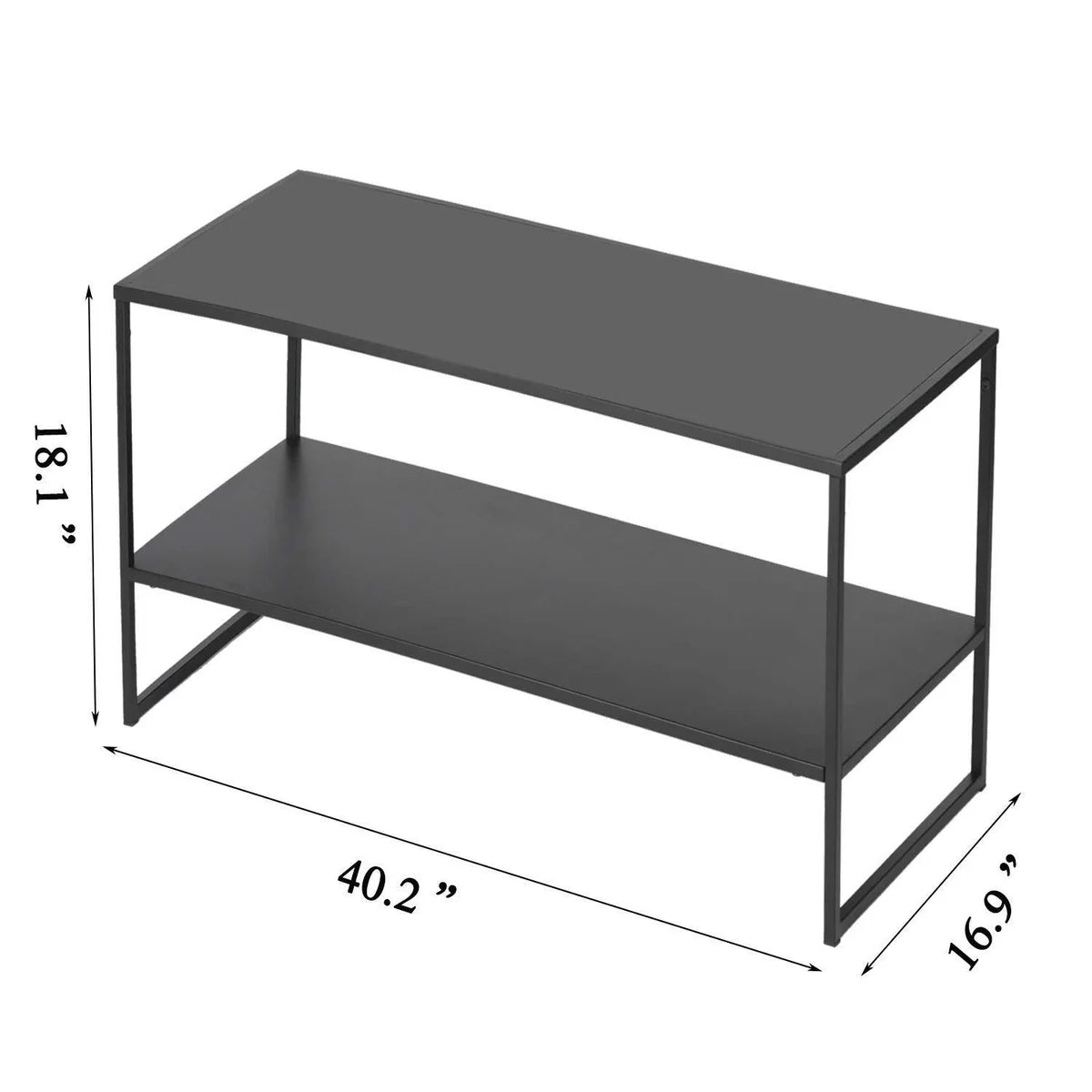 Simple Coffee Table with Anti-Scratch Design 2 Tire Industrial Cocktail Table for Living Room Black