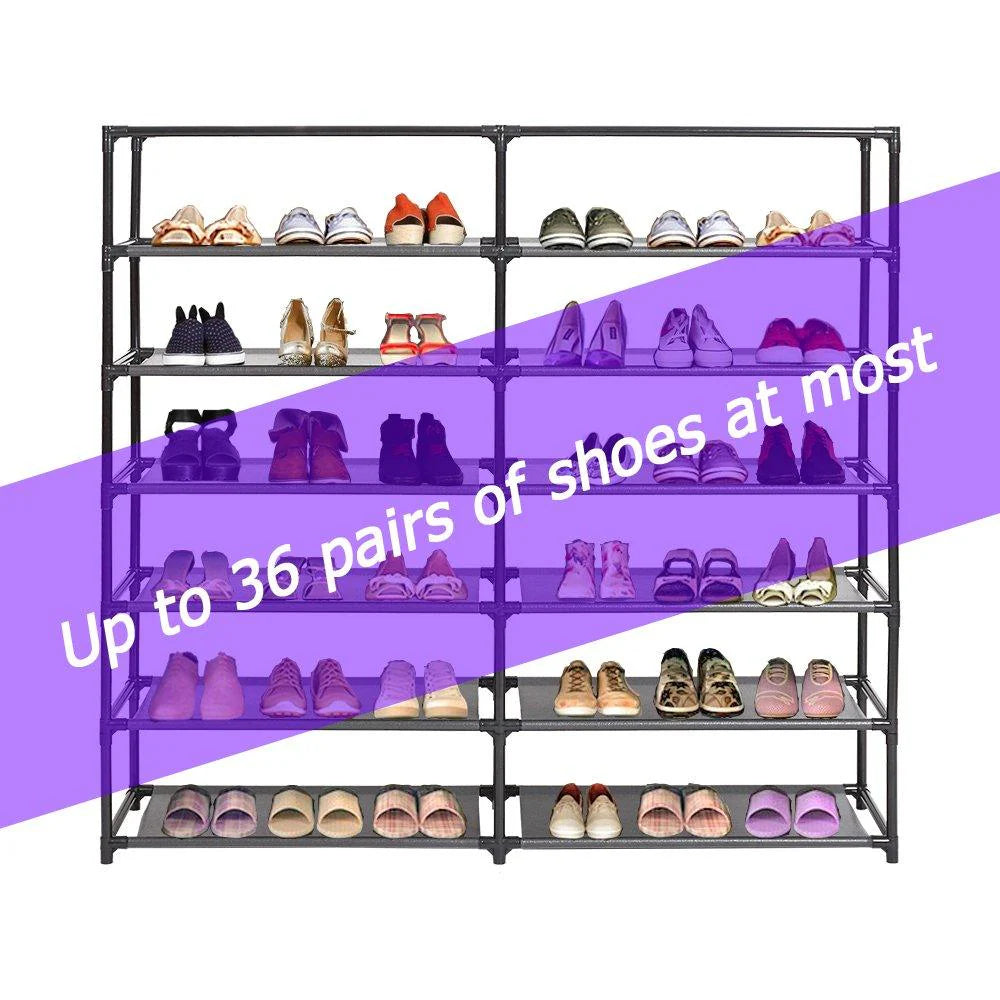 Shoe Rack 6-Tier 36 Pair Shoe Storage Organizer with Dustproof Non-woven Fabric Cover (Red)