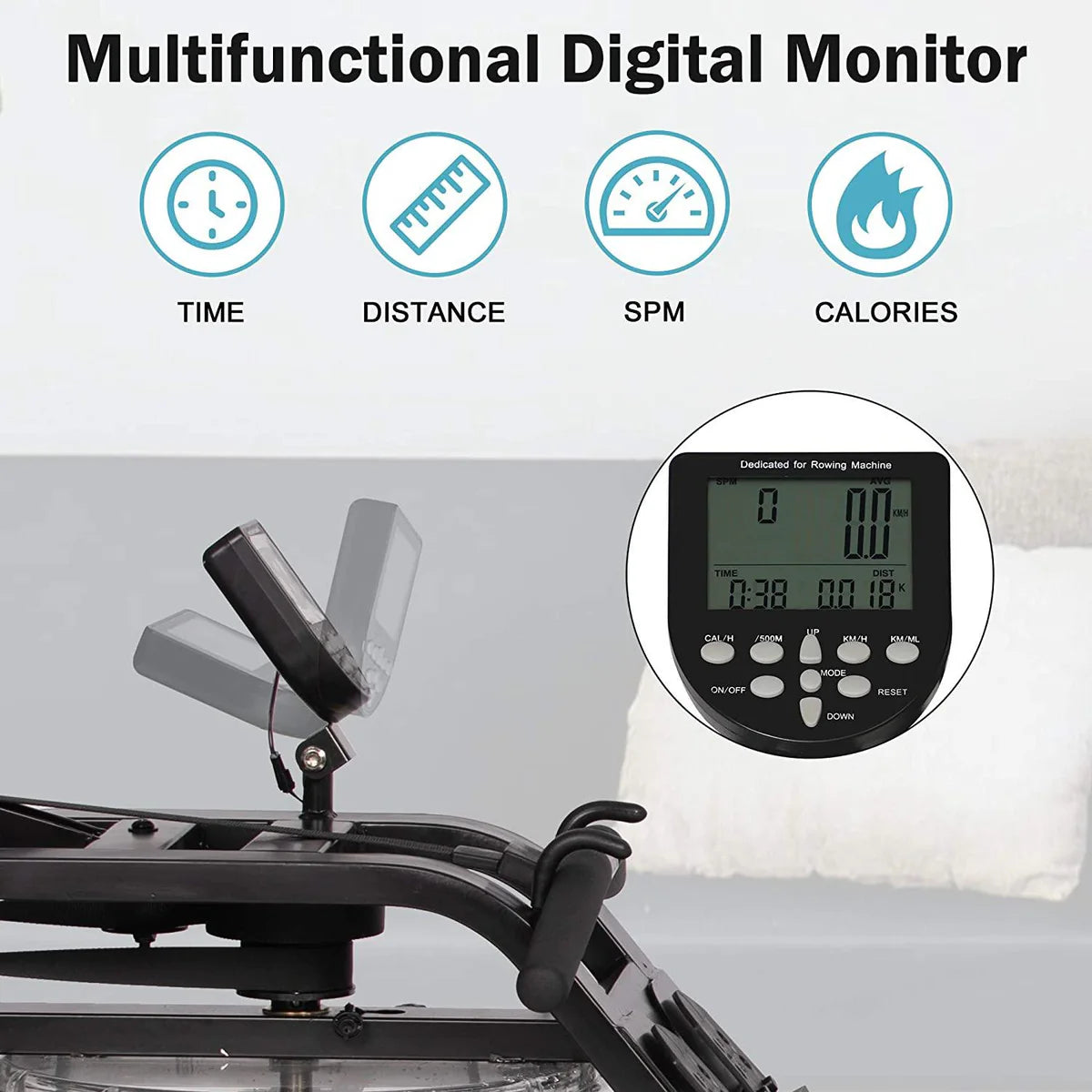 Home Water Rowing Machine with LCD Monitor - Supports up to 330 Lbs