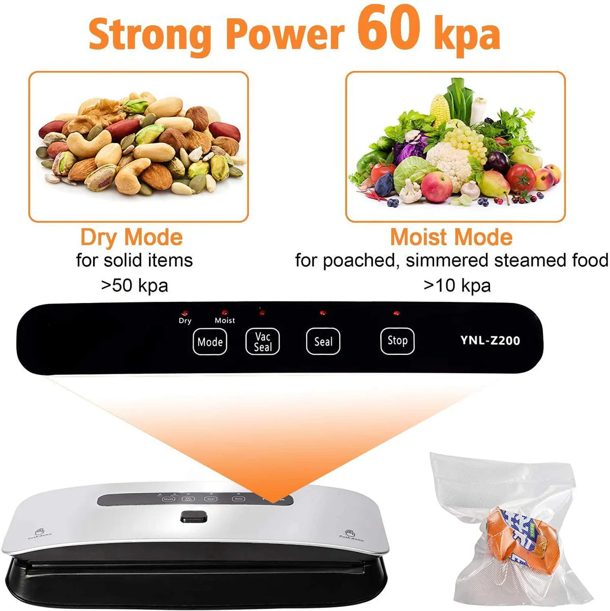 Food Vacuum Sealer Machine Strong Suction Power Dry and Moist Mode Starter Kit