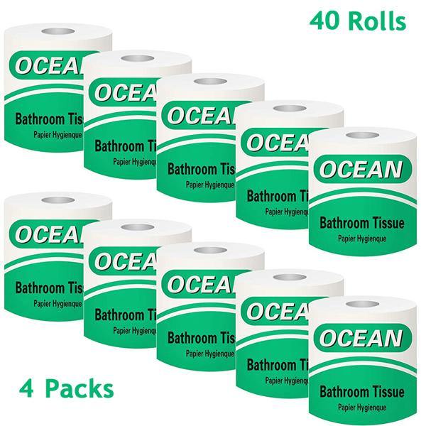 Toilet Paper 100% Recycled 3-Ply Bath Tissue, 4 Packs of 10 Rolls (40 Rolls Total), Super Soft