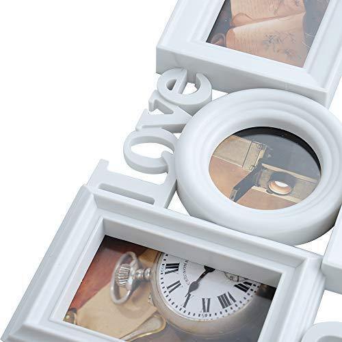 Collage Pictures Frames 7 Openings White Photo Holder with Glass Front for Family, 27 X 14.5