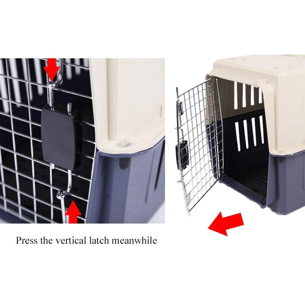 Small Airline Approved Plastic Pet Carrier Cage with Chrome Door in Blue