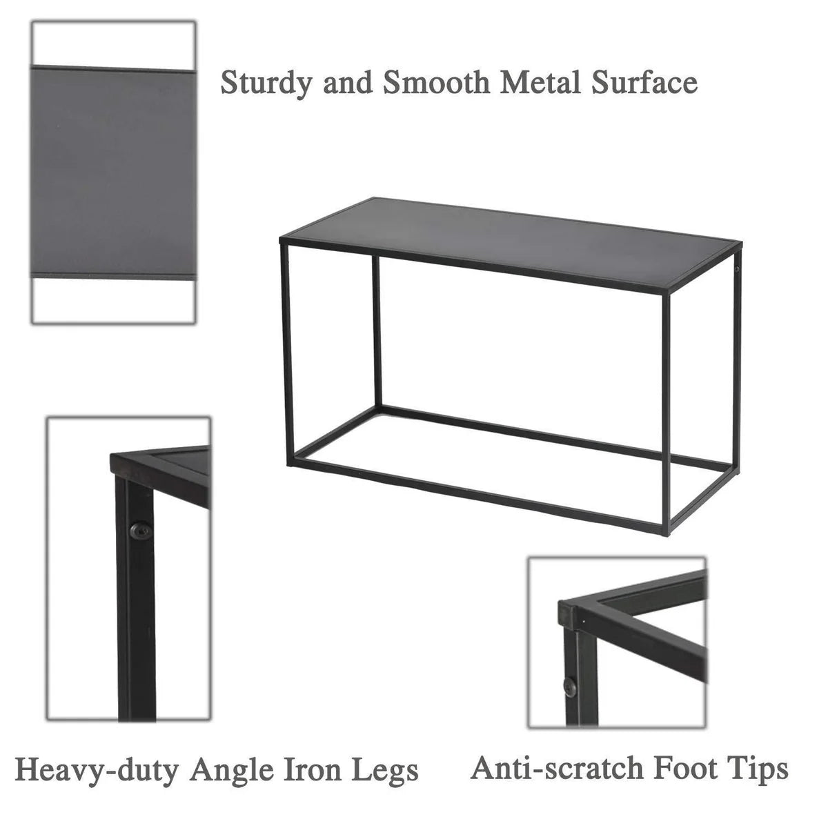 Simple Coffee Table with Anti-Scratch Design Premium Rust Resistant Industrial Cocktail Table for Living Room Black