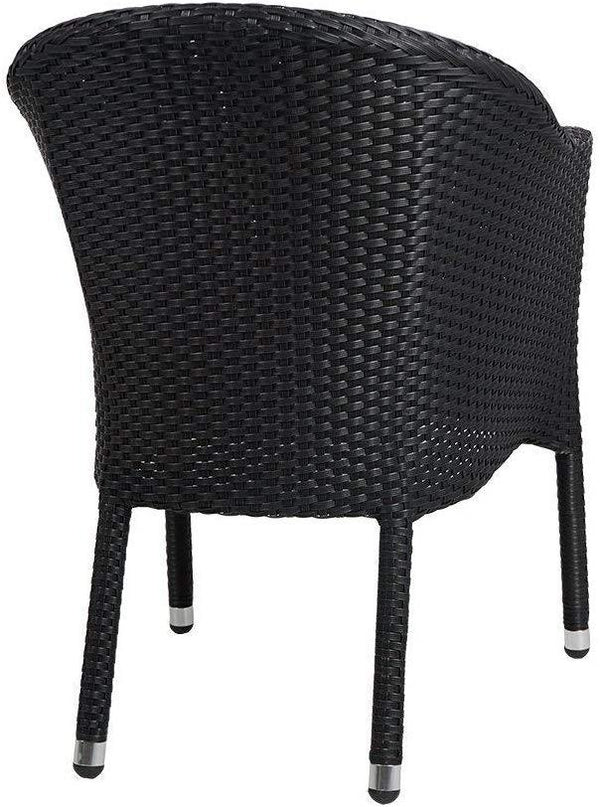 Patio Rattan Chair Set of 2 Stackable Coffee Dining Wicker Chair with Cushions & Arm, Black