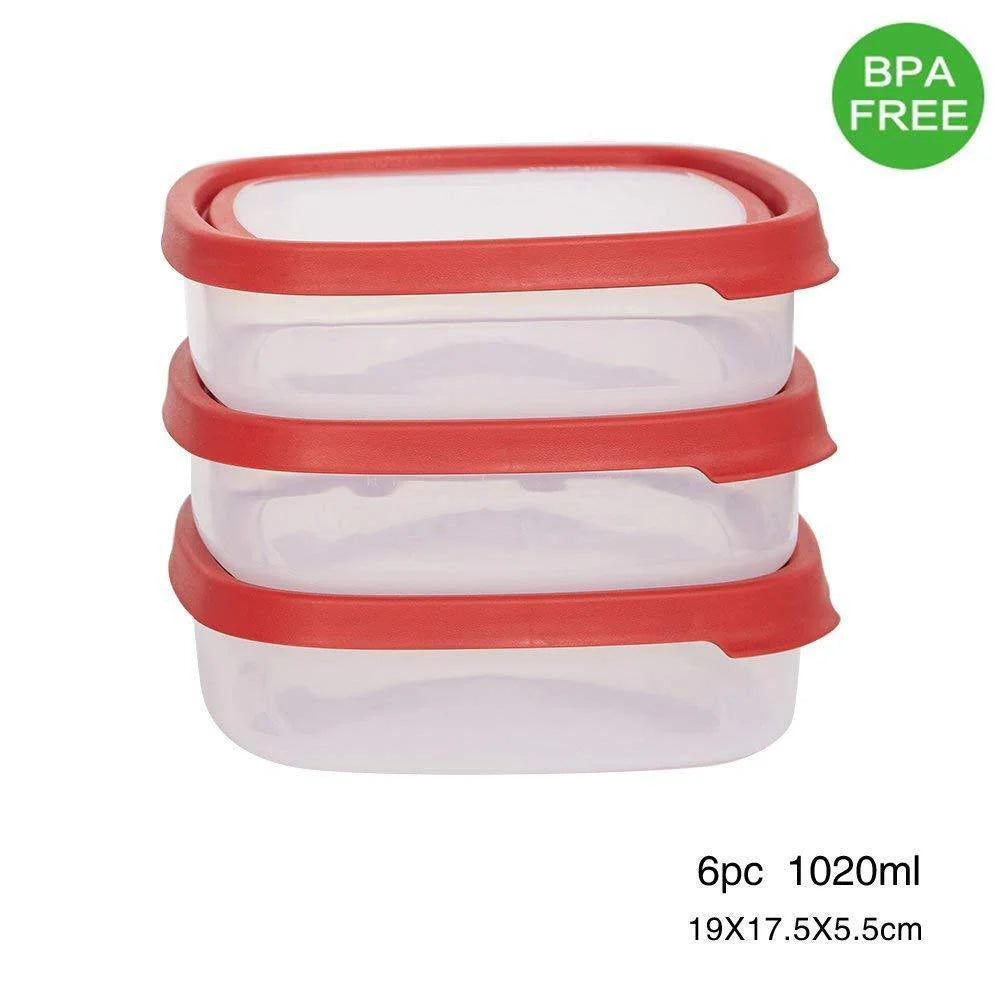 6 Piece Food Storage Container Set with Easy Locking Lids,BPA Free and 100% Leak Proof,Plastic