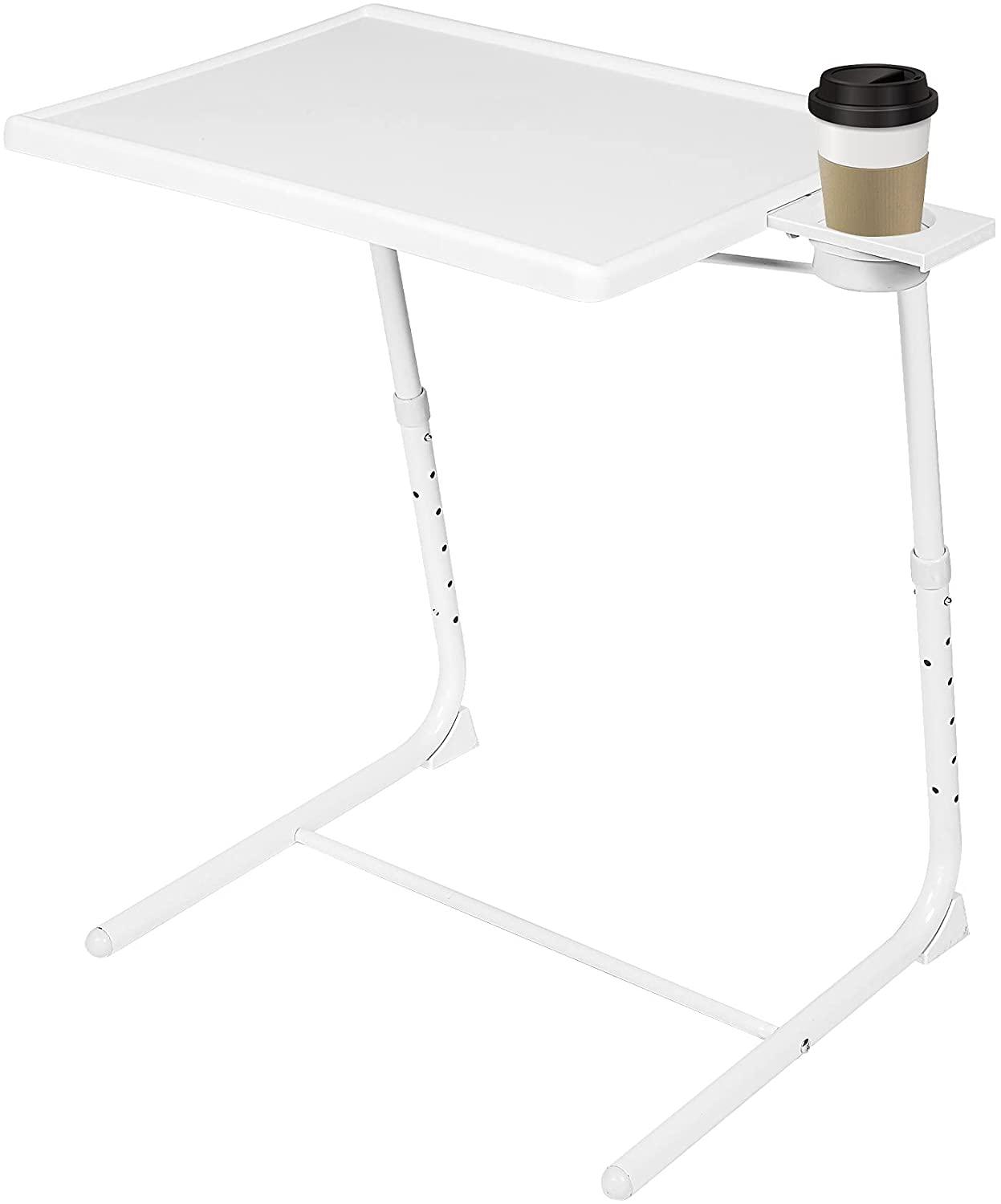 Adjustable Folding TV Tray Table w/ Cup Holder