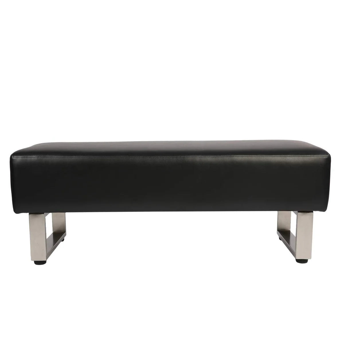 Dining Room Bench Faux Leather Entryway Long Bench Upholstered Padded Seat for Waiting Room Bedroom Reception Area Lobby, Black