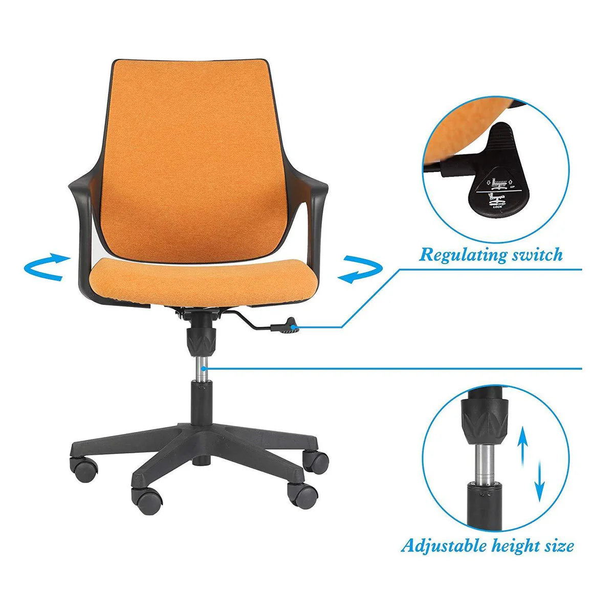 Mid Back Swivel Chair Swivel Office Desk Chair with Arm Office and Computer Chair,Orange and Black