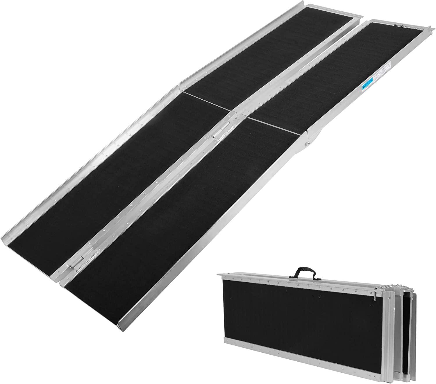 7FT Folding Aluminum Ramp with Handle, Utility Mobility Access Threshold Ramp