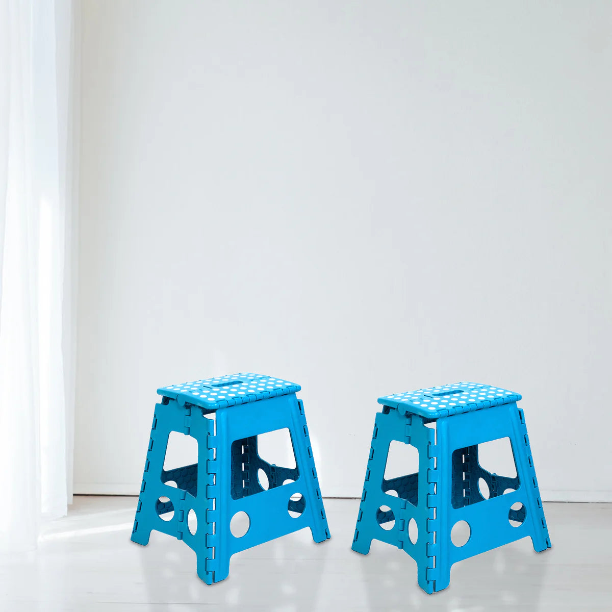 2 Pack Folding Step Stool with Portable Carrying Handle Safe Enough, 300 lbs capacity, Blue