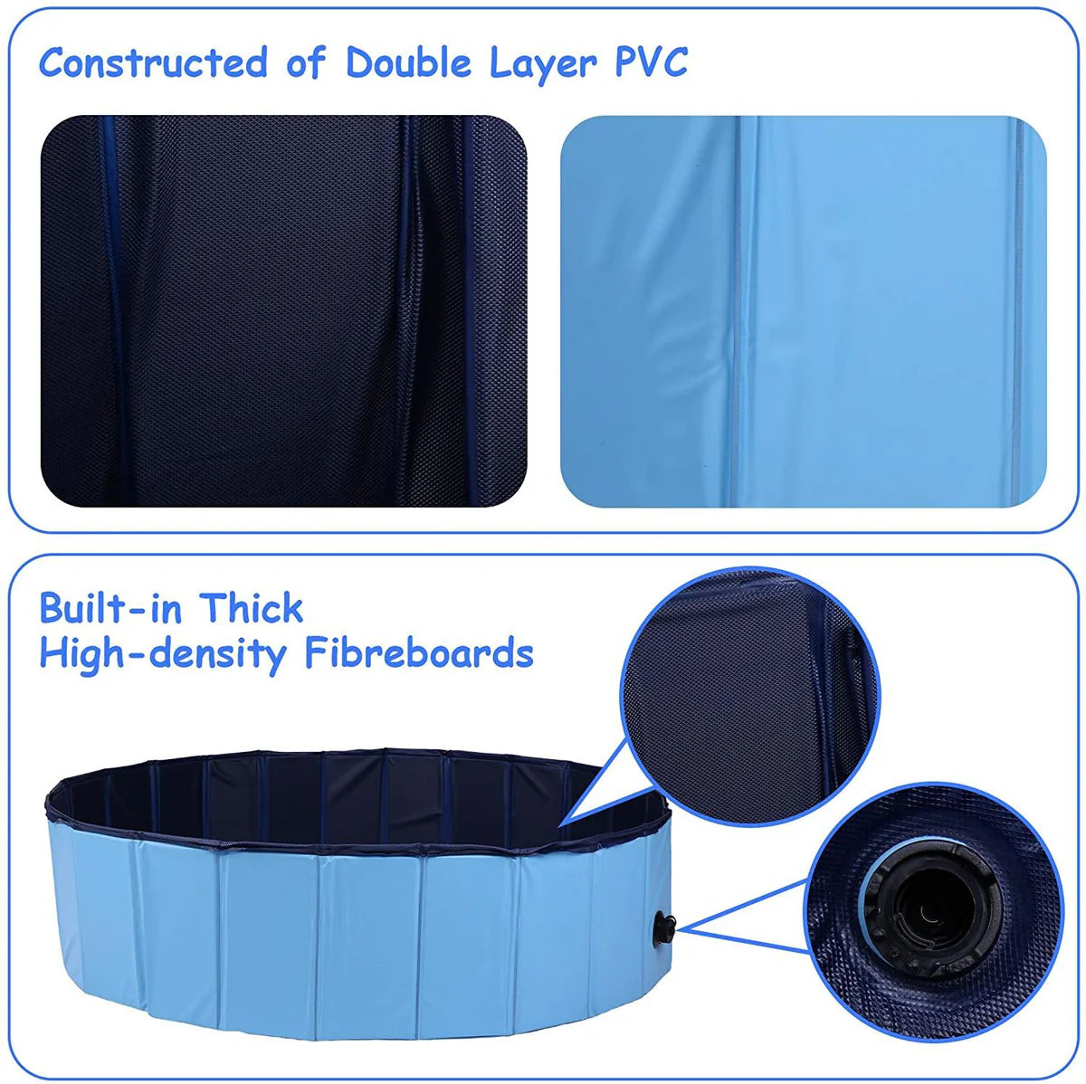 Foldable Pet Swimming Pool Easy to Fold Fill Empty & Clean Slip-Resistant PVC Bathing Tub Kiddie Pool