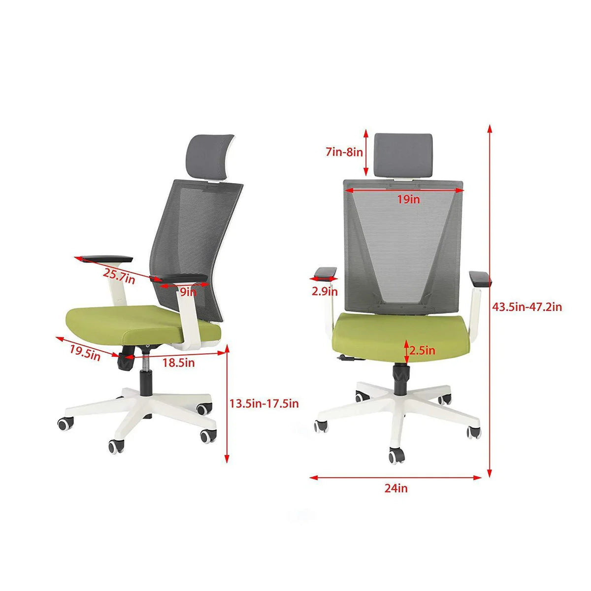 High Back Swivel Chair for Desk with Adjustable Headrest Office Chair Breathable Mesh Ergonomic Desk Chair