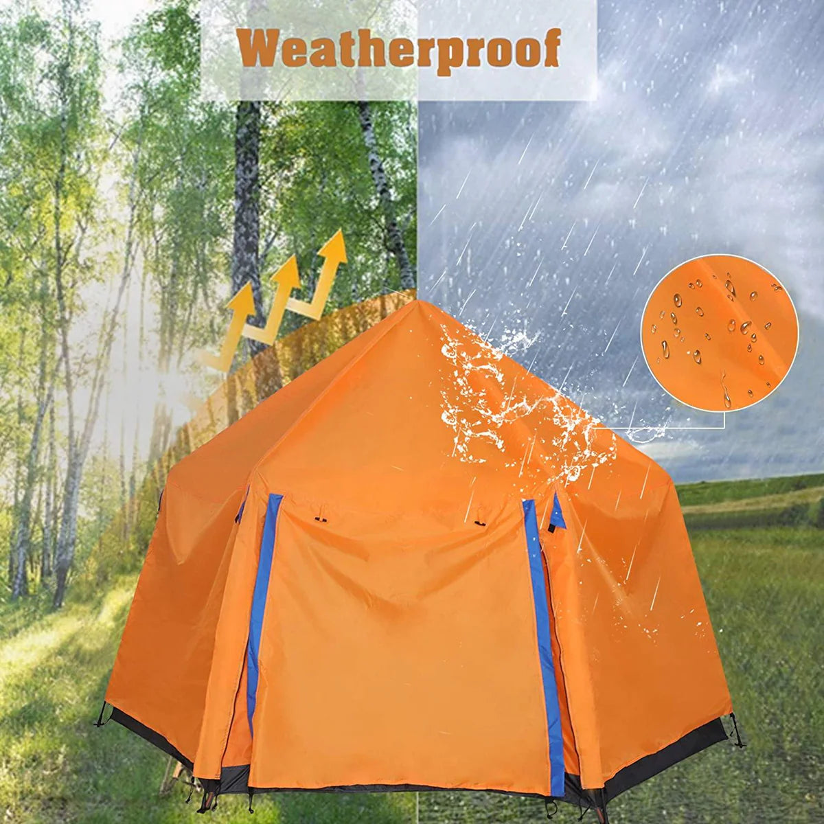 Portable 3-4 Person Camping Tent | Waterproof, Sunproof, and Ventilated Shelter for Outdoor Adventures