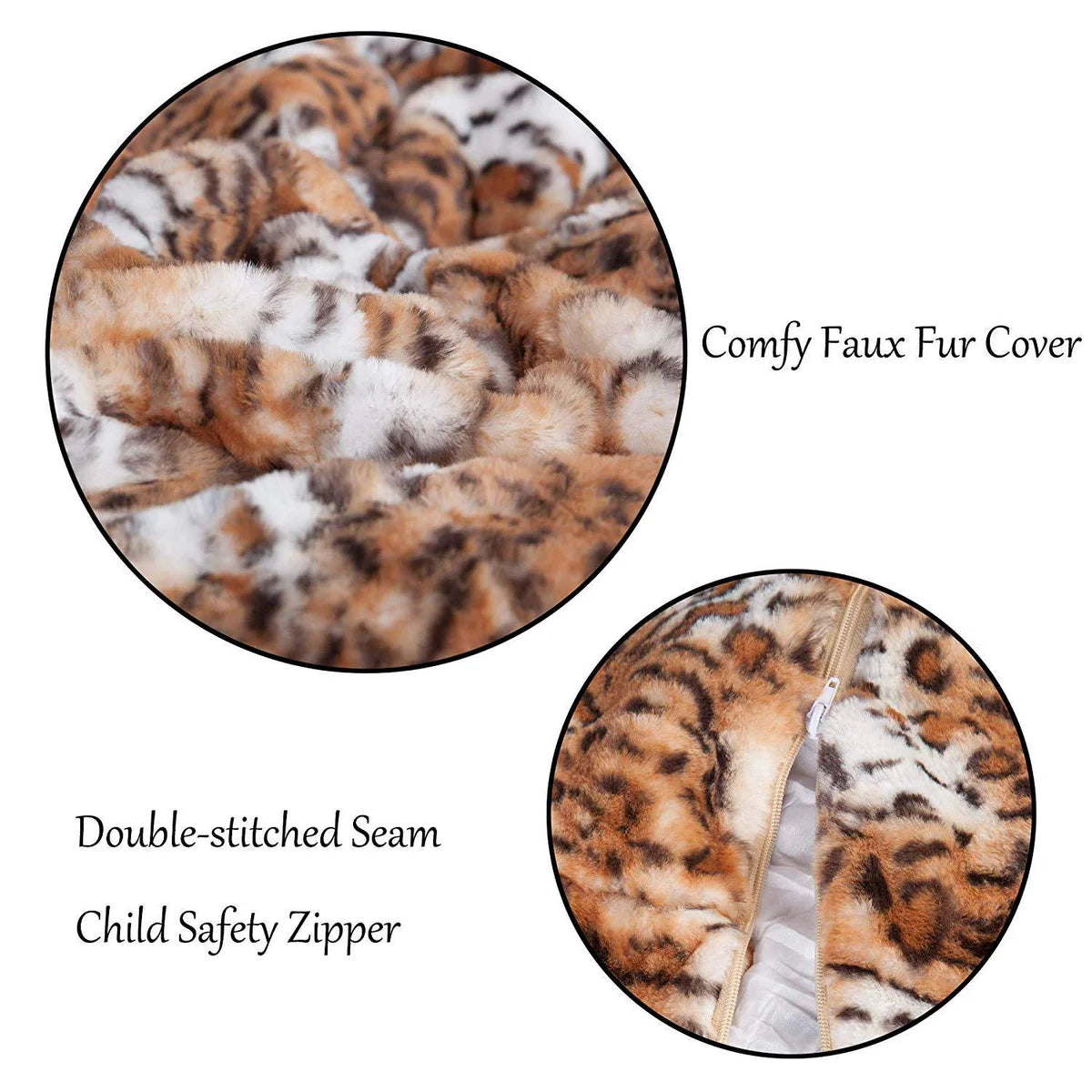 Luxury and Comfy Bean Bag Chair Big Beanless Bag Chairs Soft Sofa Lounger, Sponge Filling, Leopard Print