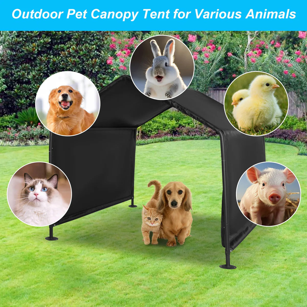 Dog Shade Shelter Outdoor Tent for Large Medium Dogs, Outside Sun Rain Canopy Pet House