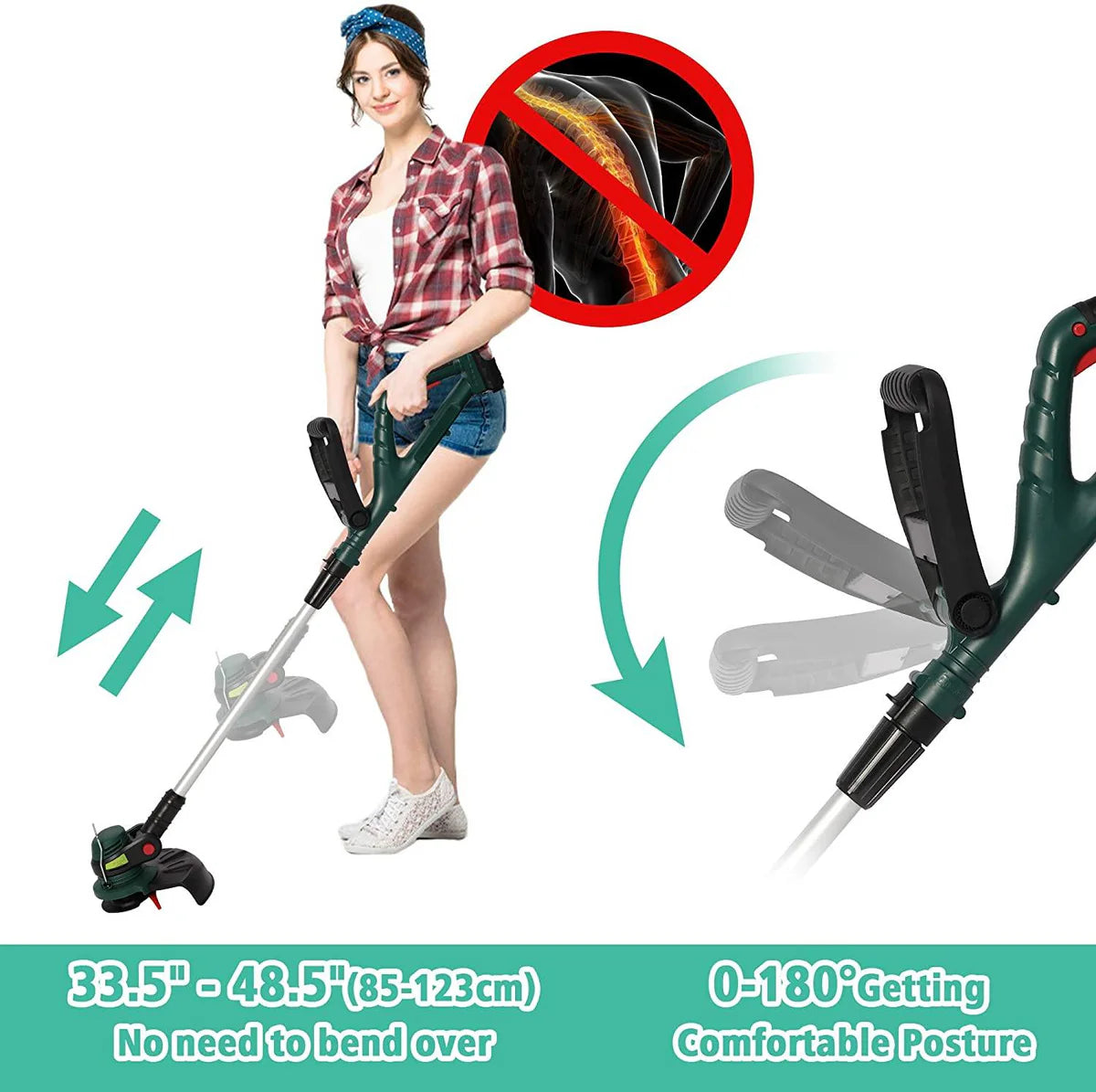 Cordless String Trimmer/Edger, 10" Electric Garden Weed Eater with 20V/2.0 AH Battery and Charge